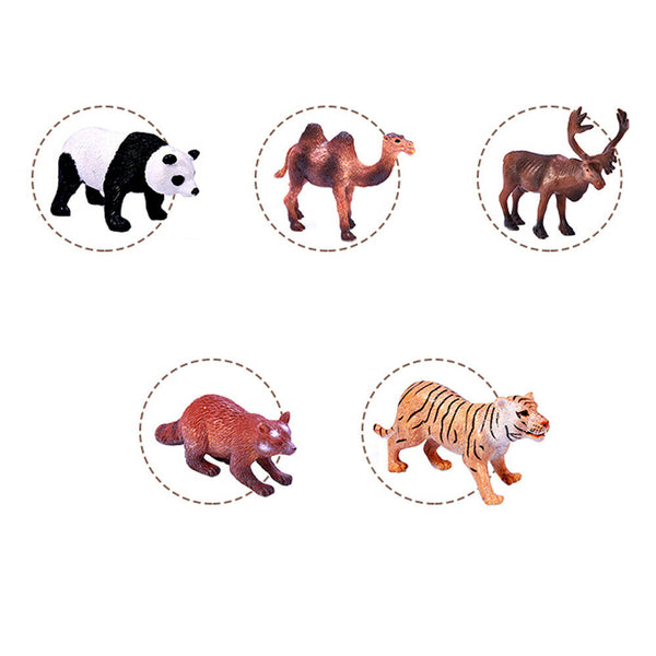 WENNO 6PCS Kids Plastic Figures Asian Animals Panda Tiger Elephant Camel Toys