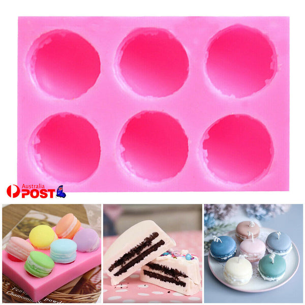 6 Cavity Macaron Silicone Mold 3D Burger Soap Form Mold Cake Chocolate Mould