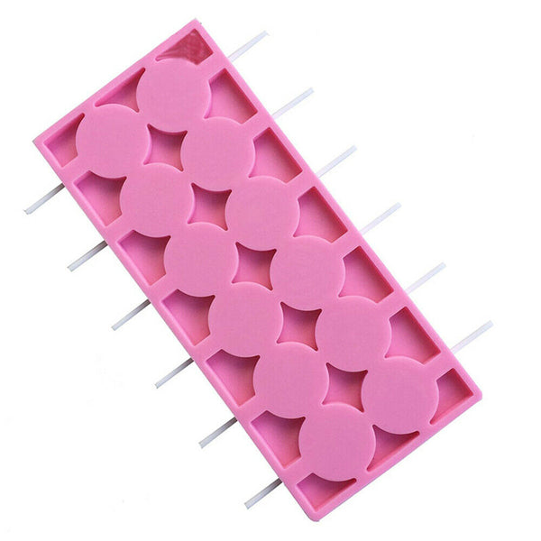 Round Silicone Lollipop Mould Baking Hard Candy Mold 12 Capacity DIY Sticks Set