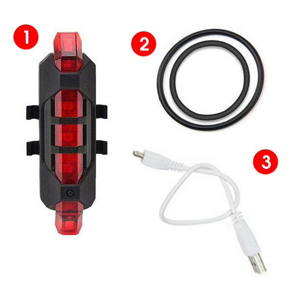 Tail Rechargeable USB Bike 5 LED Light Cycling Warning Safety Bicycle Rear Light