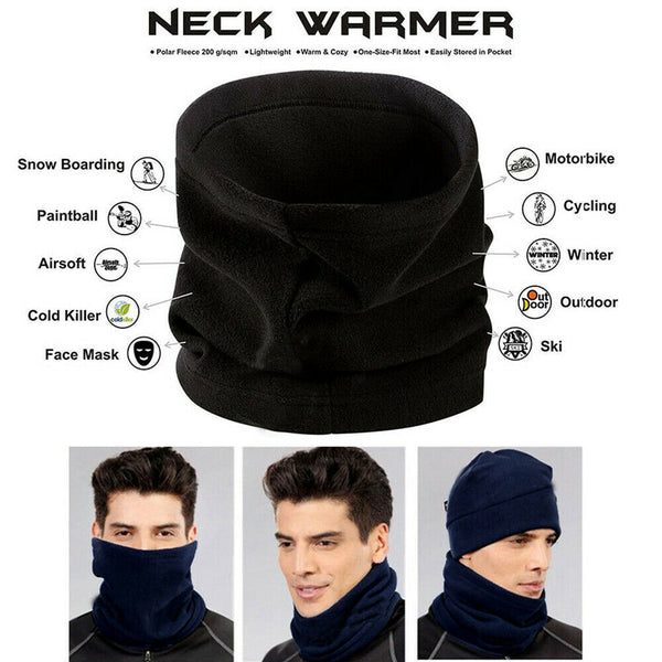 Neck Warmer Winter Fleece Snood Scarf Cap Wrap Thermal Ski Jogging Mens Unisex