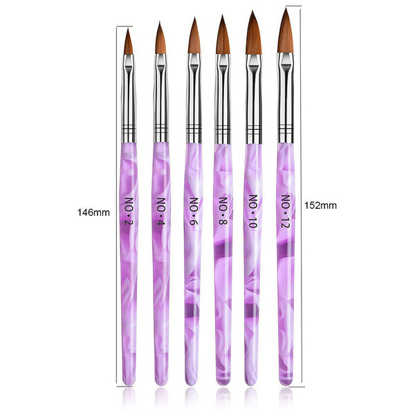 6Pcs/set Acrylic Nail Art Design Brush Gel Polish Drawing Painting Pen Tools AU