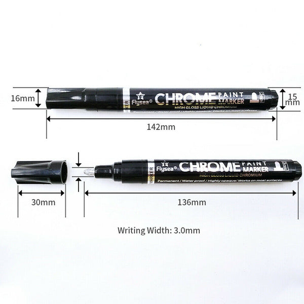 0.7/1/3mm Silver Art Liquid Mirror Chrome Marker Smooth Flow Long-Lasting Ink