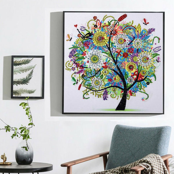 5D Diamond Painting Flower Tree Special Shaped Drill Crystal Mural Art Kit New