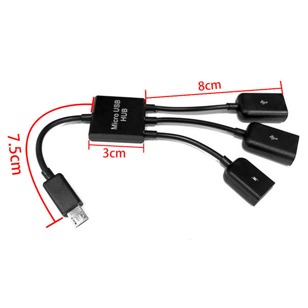 Micro USB HUB Male to Female Micro USB Double USB 2.0 Host OTG Adapter Cable