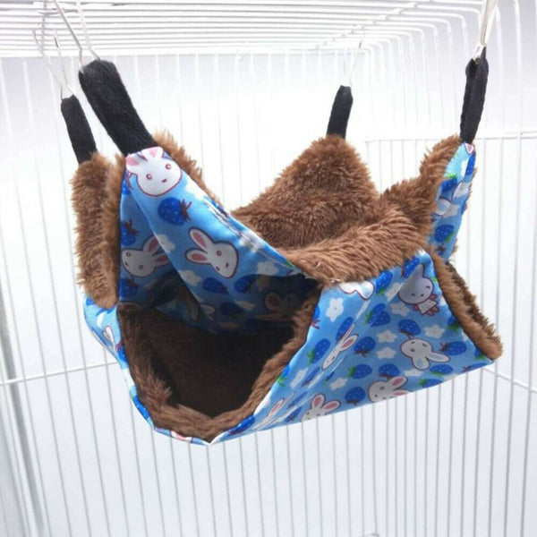 2 Layer Pet Hammock Hamster Rat Bird Parrot Ferret Hanging Bed Cushion House AU