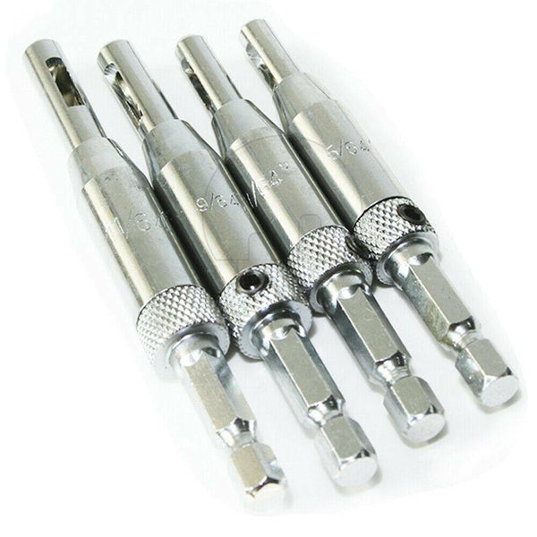 4/8X Self-Centering Hex Shank Drill Bit Door Hinge Hole Puncher Woodworking Tool