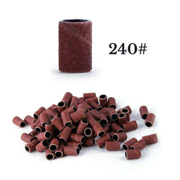 100PCS Nail Sanding Bands 80 120 240 for Electric Drill Machines Filing Bits