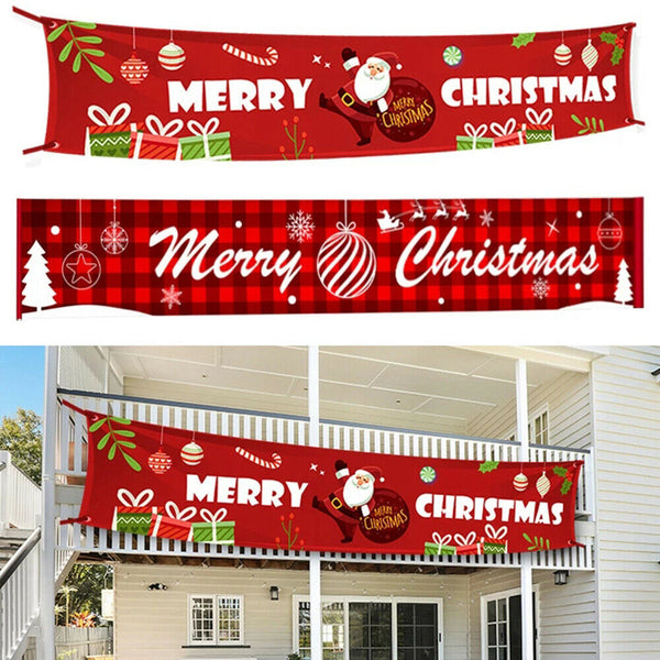 3M Merry Christmas Outdoor Banner Polyester Bunting Xmas Santa Claus Home Decor