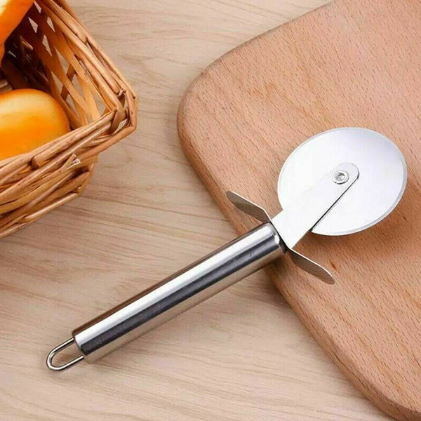 Pizza Wheel Cutter Stainless Steel Slicer Chopper Knife Blade w/ Handle Kitchen