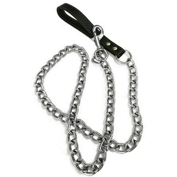 Metal Chain Dog Lead With Handle Long Strong Control Leash Heavy Duty 0.2*120cm