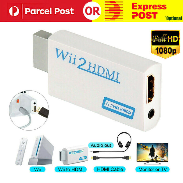 20x1080p Wii to HDMI Converter Mini 3.5mm Adapter Wii2HDMI Audio HD Video Output