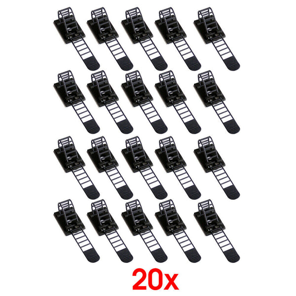 Adjustable Cable Clips Straps Adhesive Cord Management Wire Organizer Black AU