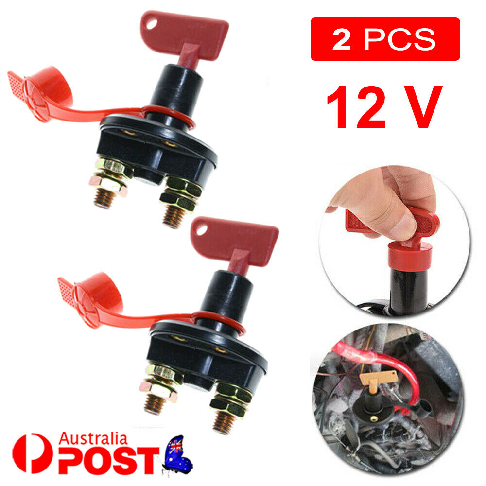 2Pcs 12V 24V Disconnect Battery Isolator Cut Off Kill Switch Key Car Marine Boat