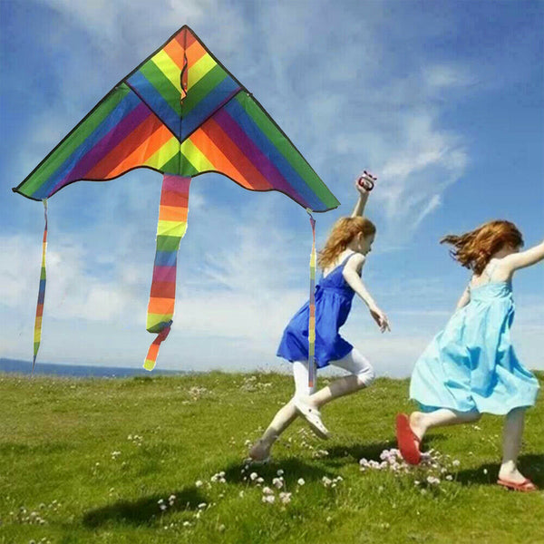 2 x Rainbow Triangle Kite Outdoor Children Fun Sports Kids Toys Gift Air Fly