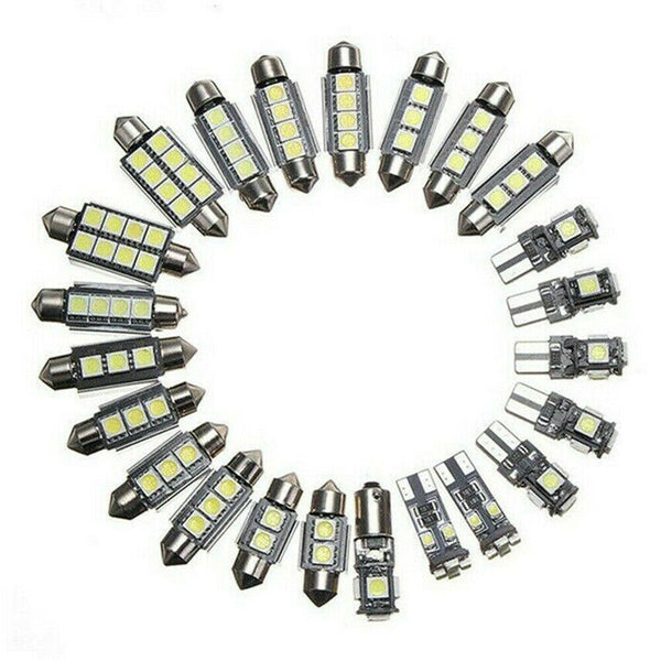 23PCS CAR 12V LED FESTOON INTERIOR WHITE LIGHT BULB 5050 5SMD AUTO DOME GLOBE