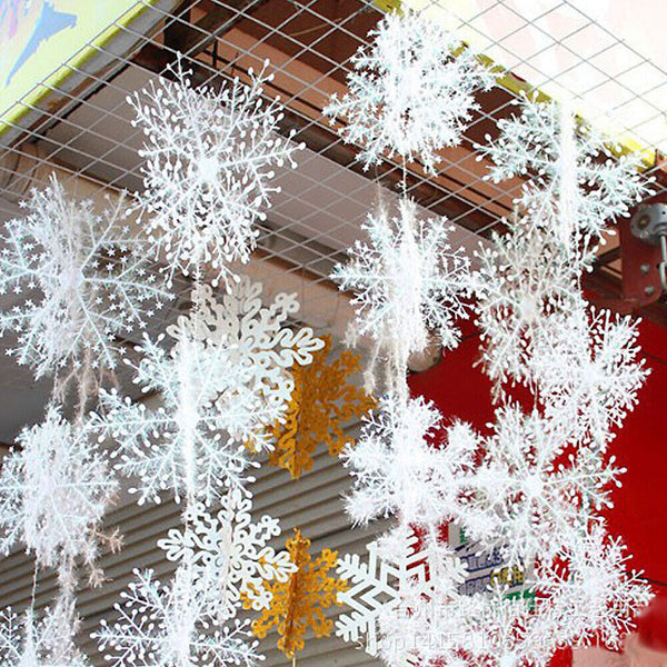 30/60PCS White Snowflake Bunting Garland Hanging Christmas Party Decorations