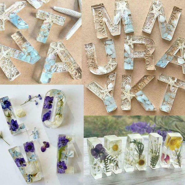 56PCS Crystal Epoxy Resin Mold Alphabet Letter Number Pendant Silicone Mould