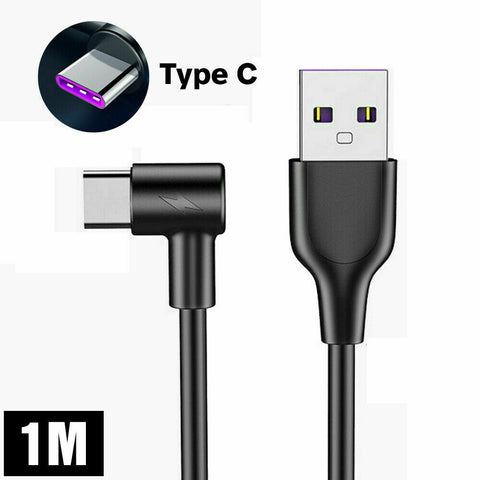 1/2PCS 5A 1/2/3M Type C Fast Charging Cable 90 Degree USB C Cable for Samsung