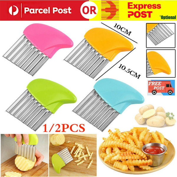 1/2X French Fry Potato Chip Slicer Kitchen Crinkle Wavy Cutter Vegetable Chopper