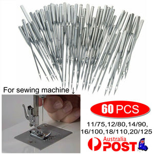 60Pcs Sewing Machine Thread Needle Kit Craft Size 11 12 14 16 18 20 For Singer