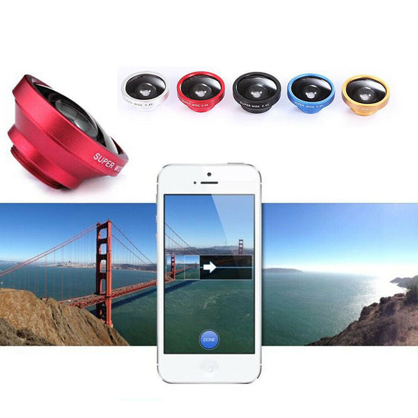 Selfie Cam Lens Wide Angle + Camera Clip-on Lens For iPhone Samsung Google