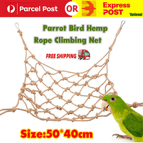 Pet Bird Parrot Hanging Hammock Ladder Toy Swing Hamster Rope Cage Perch Net