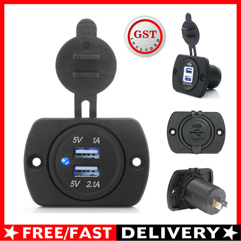 DUAL USB 4.2A CHARGER 12V 24V SOCKET OUTLET FLUSH MOUNT 4X4 CAR MARINE AU