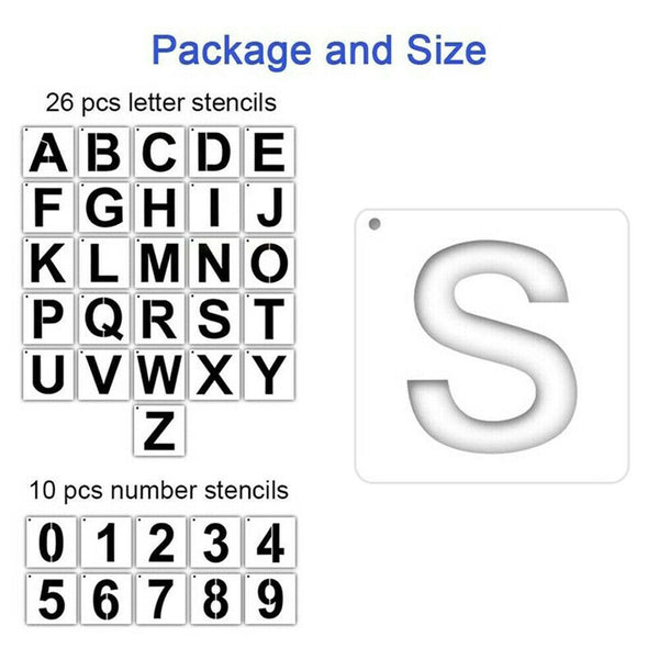 36 Pcs Letter Stencils for Painting on Wood Letter and Number Stencils Reusable