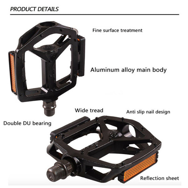 Pair Aluminium Alloy Mountain Bike Road Bicycle Pedals Anti Slip 2 DU Bearing