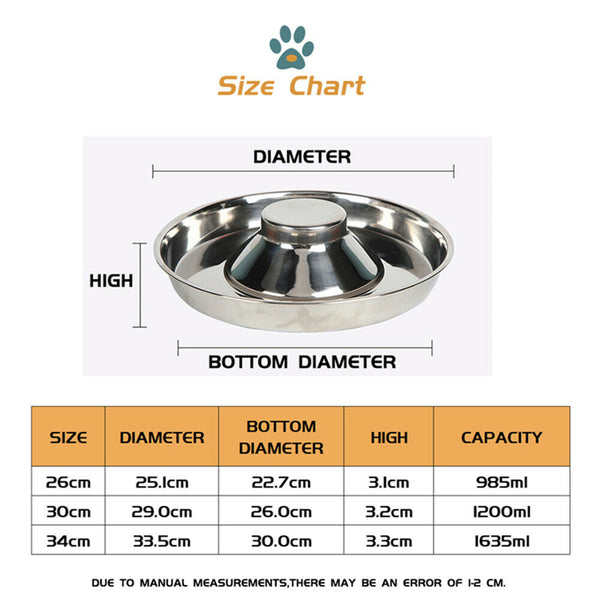 Feeder Bowl Stainless Dish Puppy Dog Pet Cat Litter Food Feeding Weaning Home AU