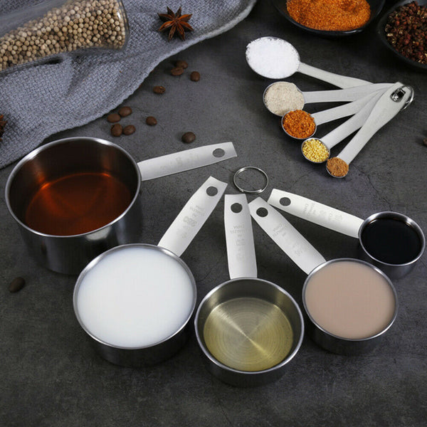 Stainless Steel Measuring Cups and Spoons Set Kitchen Baking Gadget Tools