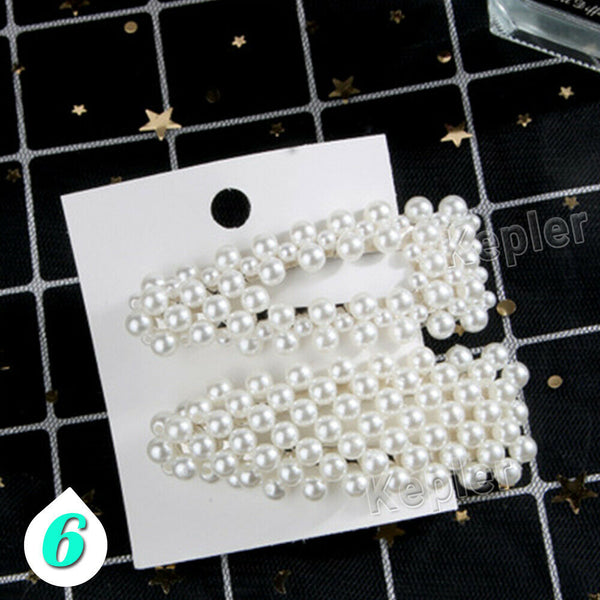 Popular Women Pearl Hair Clip Snap Barrette Stick Hairpin Hair Accessories Gift