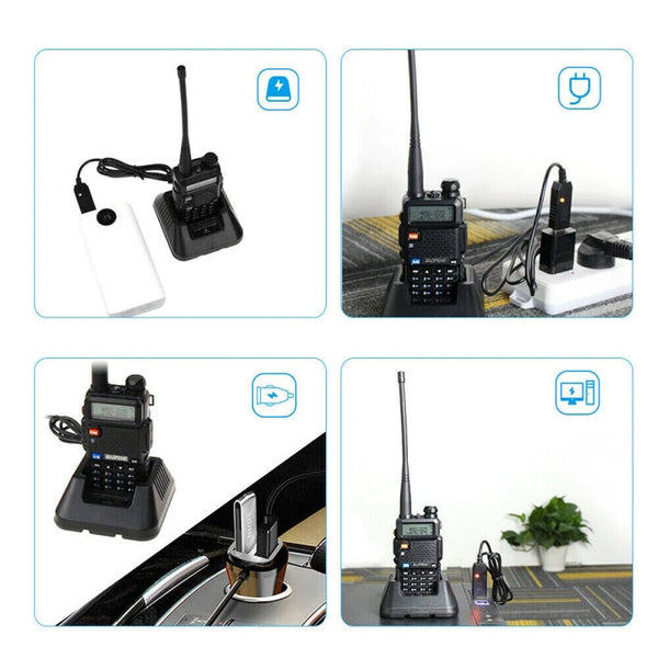 USB Walkie Talkie Charger Base Replacement Charging Station for Baofeng UV-5R