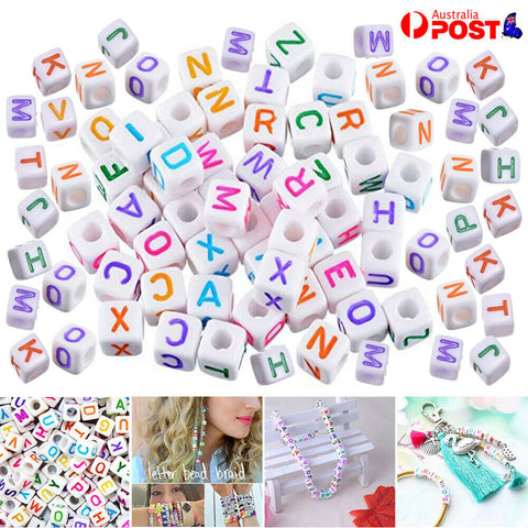 320PCS Mixed Alphabet Letter Mixed Colors Cube Craft Charms Beads 6mm Handmade