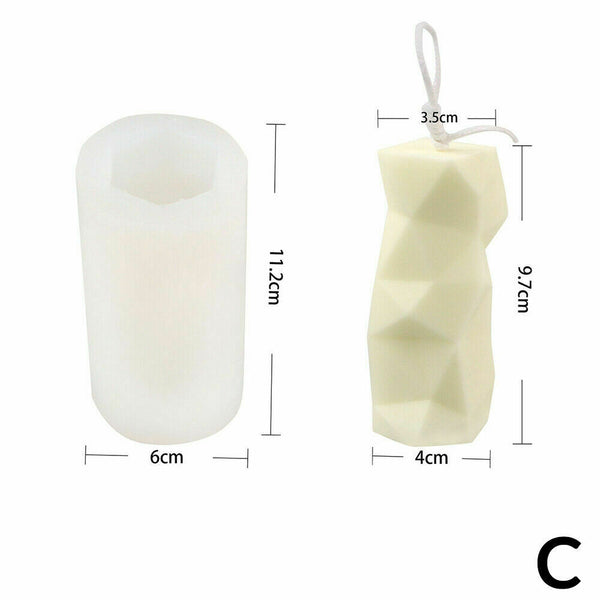 3D Candle Mould Geometric Shape DIY Perfume Soap Making Wax Cake Silicone Mold