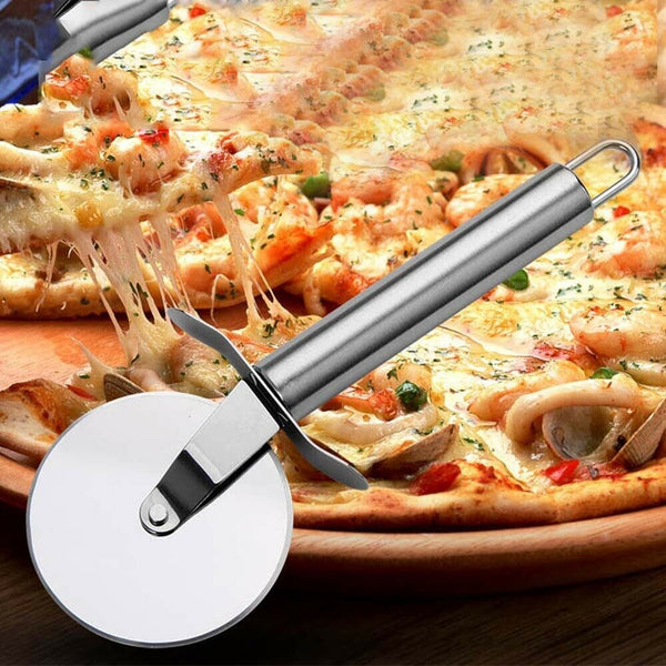 Pizza Wheel Cutter Stainless Steel Slicer Chopper Knife Blade w/ Handle Kitchen