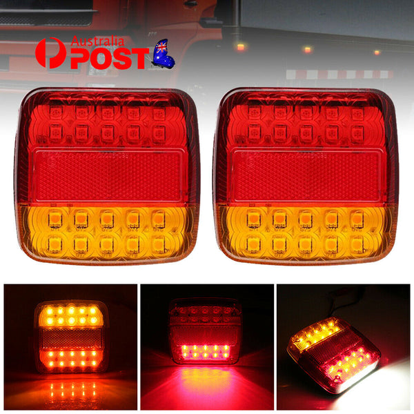 Pair LED Square Tail light 12V trailer truck number taillight STOP/BRAKE lights