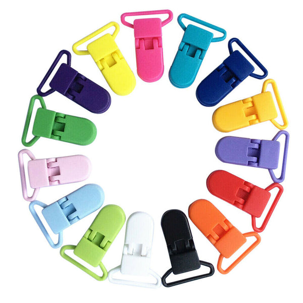 20 Random Colored Plastic Baby Pacifier Suspender Dummy Clip Badge Holder Craft