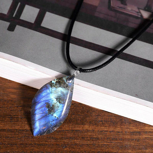 Natural Moonstone Labradorite Crystal Gemstone Reiki Healing Stone Necklace Gift