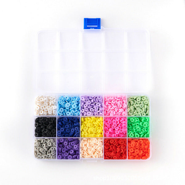 15 Grid Polymer Clay Beads Set Charms for DIY Jewelry Making Earring Finding