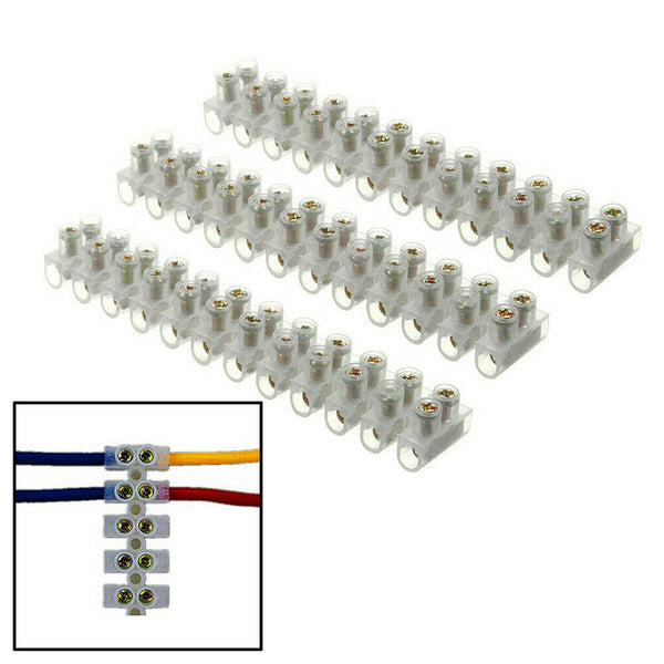 6PCS 3/6/10A Barrier Screw Terminal Block Wire Dual Connector Strips 12 Position
