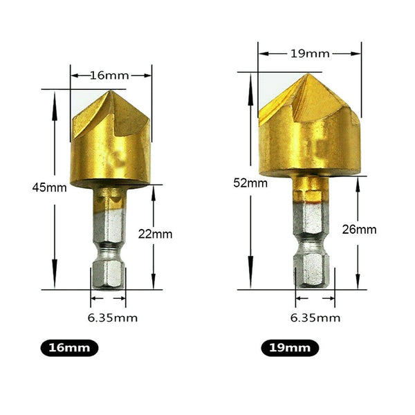 6Pcs Chamfer Countersink Deburring Drill Bit Crosshole Cutting Metal Tools AU