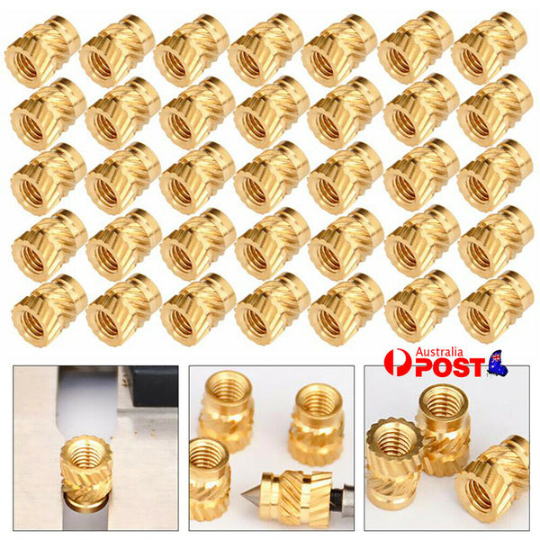 100pcs M3 Copper Threaded Insert Nuts Round Knurl Thread Screw Tone In Stock