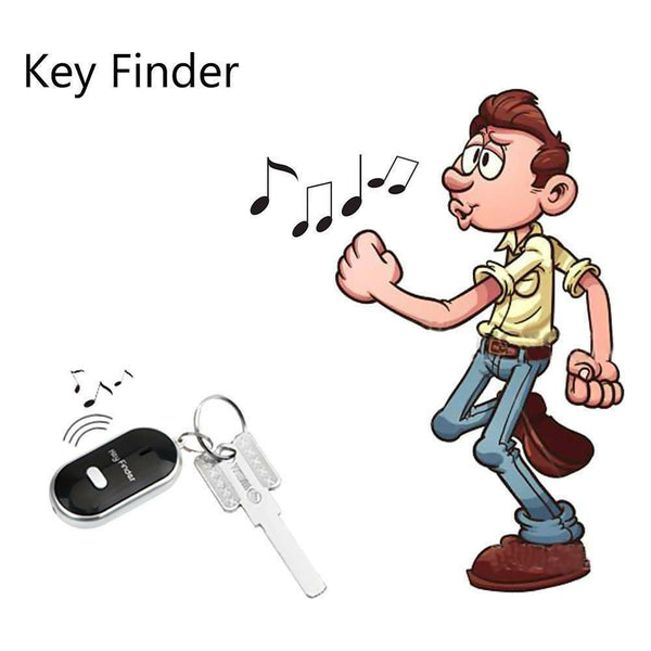 2PCS Black/White Whistle Key Finder Wireless Beep LED Locator Anti-Lost Trackers