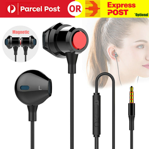 Extra Bass Magnetic HeadSet Earphones Earbuds with Mic for Samsung iPhone PC