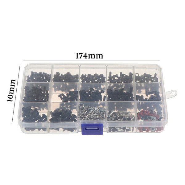 500Pcs Repair Tool and Screws Box Set for SCx10 TRX4 1/10 HSP RC WHP8LS1D M3 M4