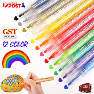 12pcs/set Acrylic Paint Pens Sets Fine Art Marker Metal Glass Rock Waterproof