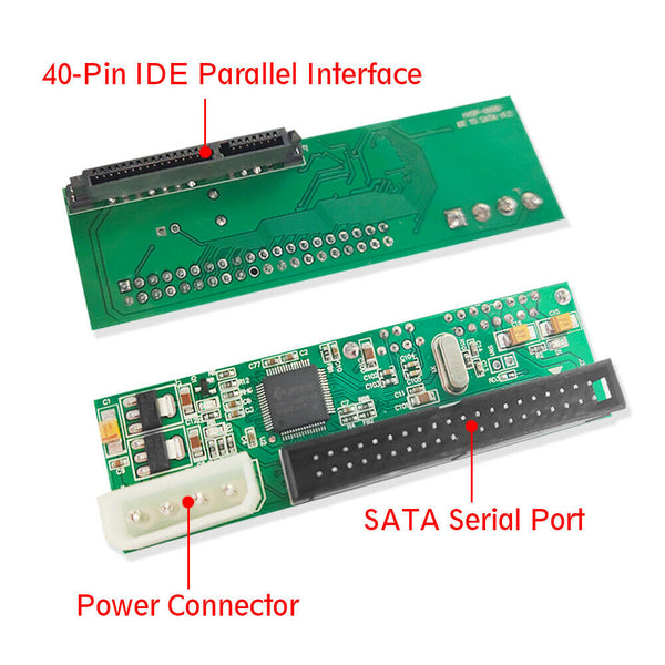 1PC PATA IDE TO SATA Converter Adapter Plug 7+15 Pin 3.5/2.5 SATA HDD DVD Green