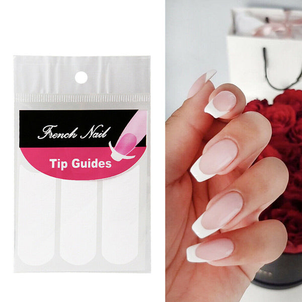 48PC/PACK French Manicure Nail Art Tips Form Fringe Guides Sticker DIY Stencil